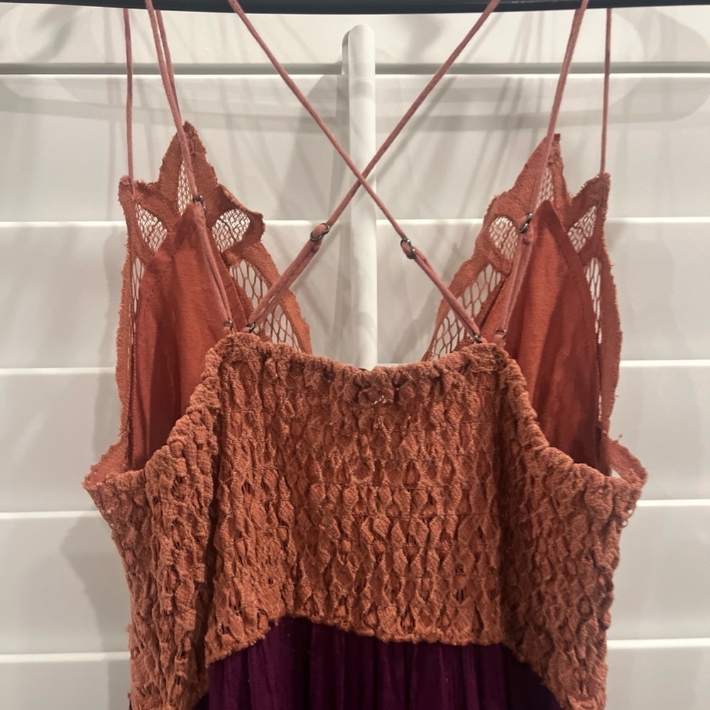 Free People Lace Mini Dress in Rust and Plum - Picture 8 of 9